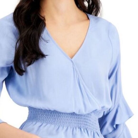 Just Polly Juniors Smocked-Waist Top, shirt Denim XL - Picture 7 of 7